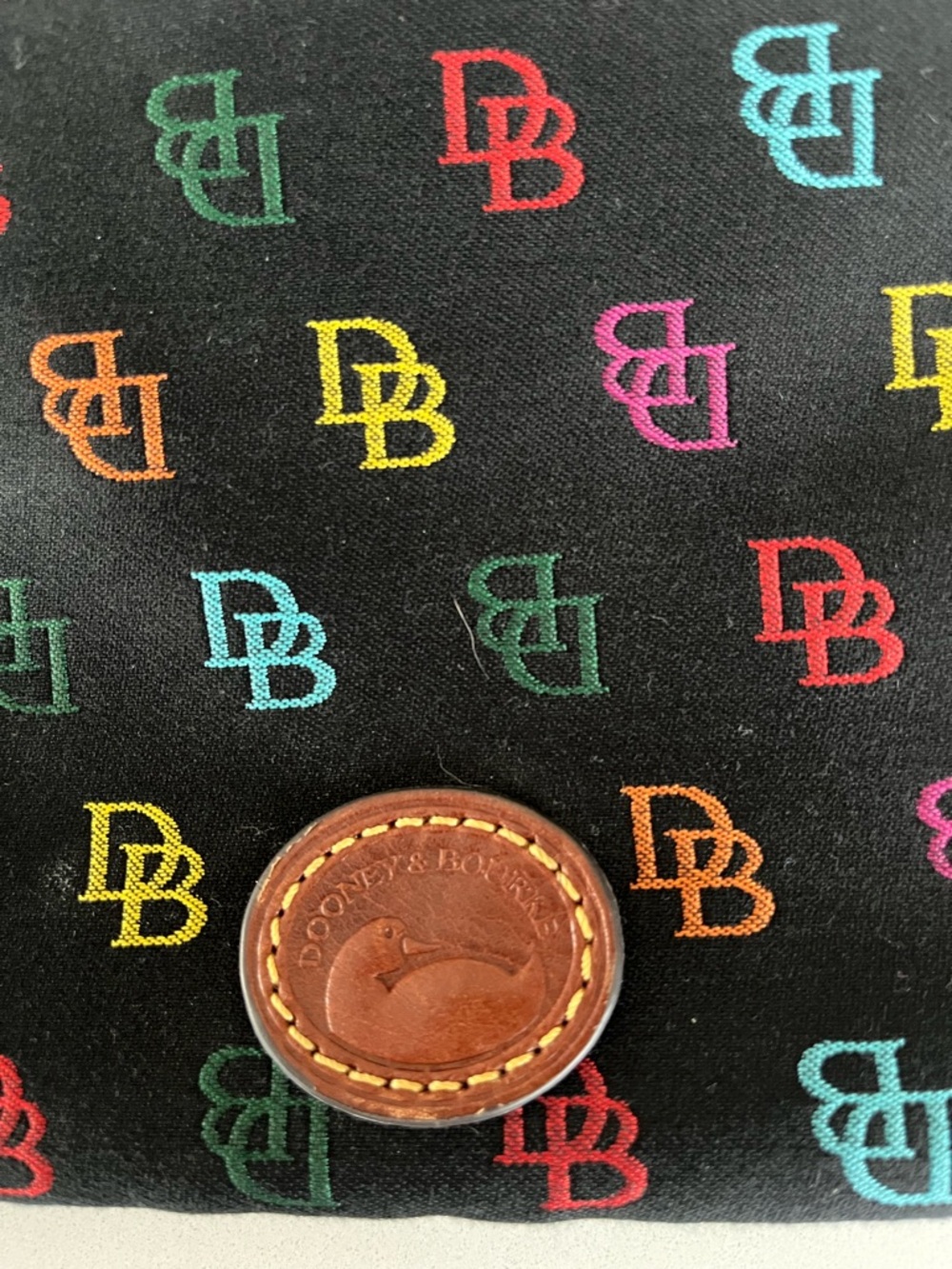 Dooney & Bourke Rainbow Monogram Crossbody Bag Black Canvas Y2K - Picture 4 of 10